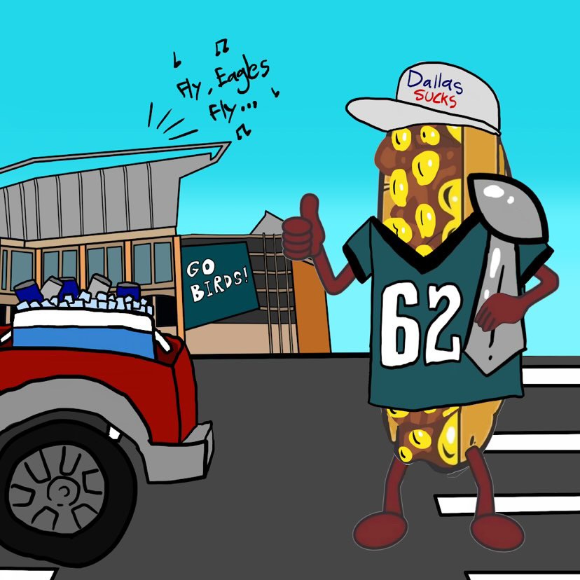 Mr Cheesey tailgating in his Kelce jersey